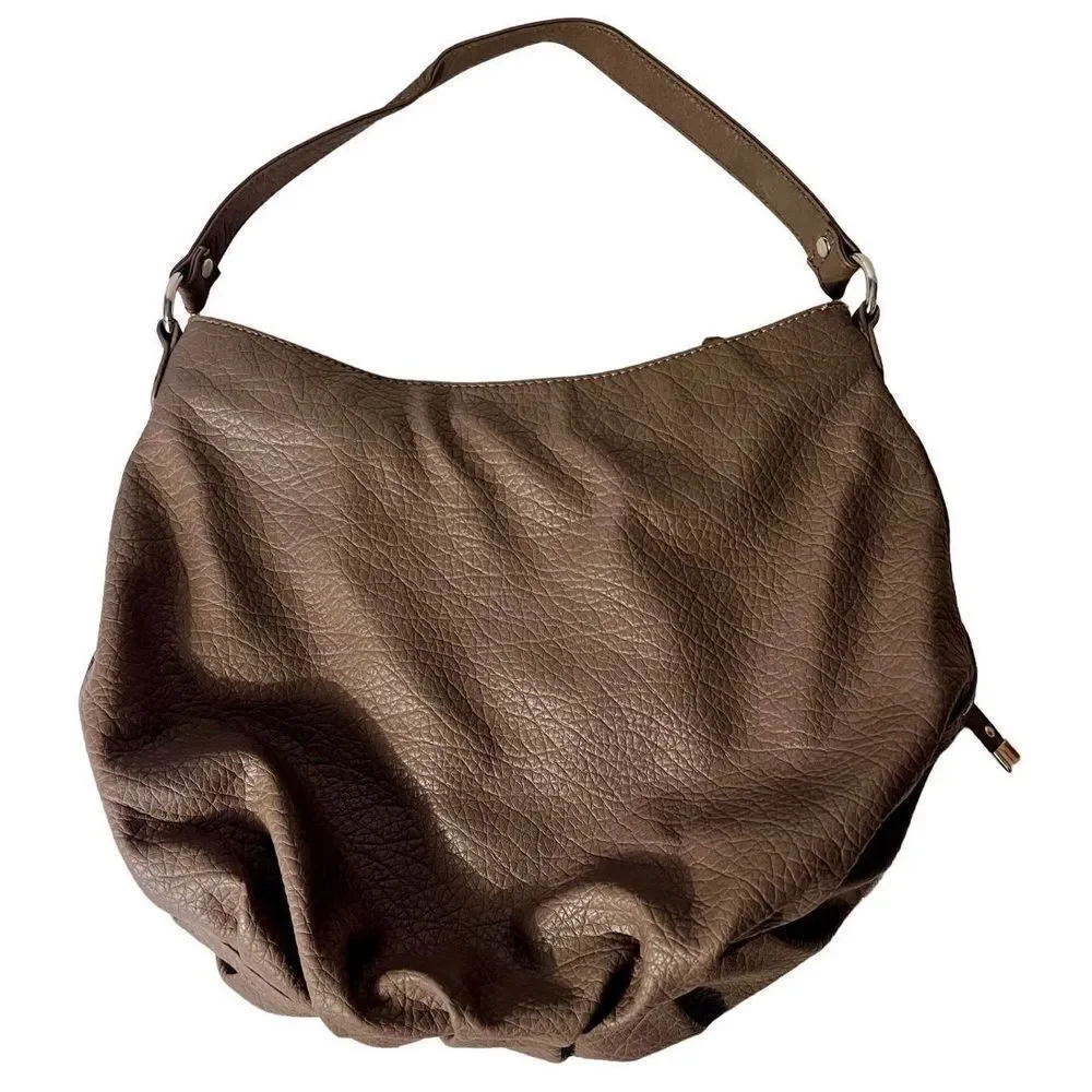 Nine West Large Gray Faux Pebble Leather Shoulder Bag
